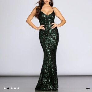 Windsor Sequin Prom Gown in Green